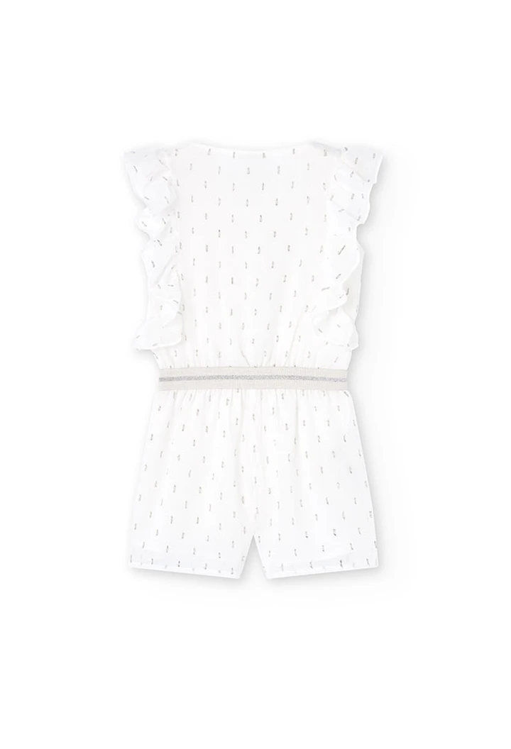 Combinaison fille en mousseline fantaisie blanche
