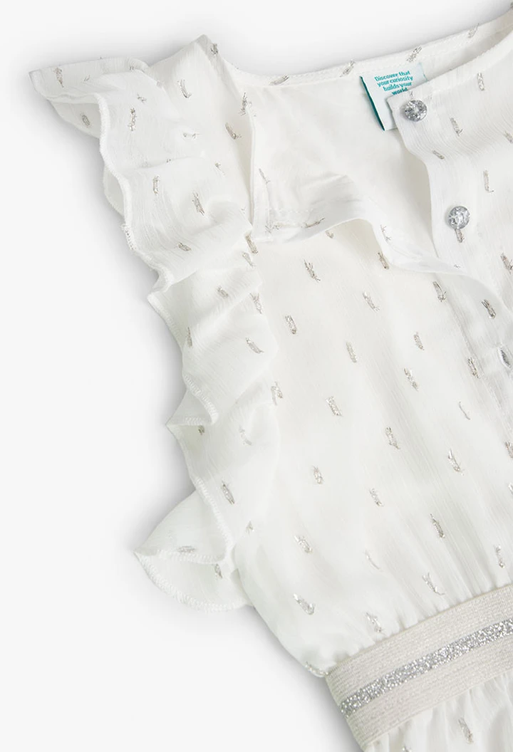 Combinaison fille en mousseline fantaisie blanche