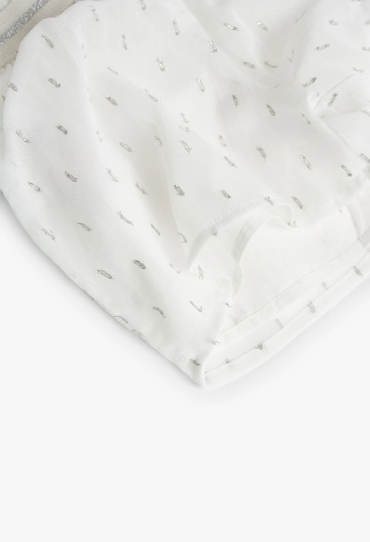 Combinaison fille en mousseline fantaisie blanche