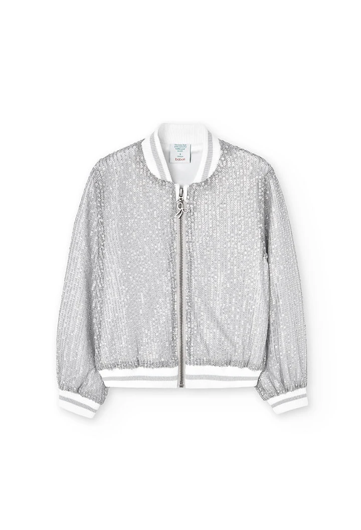 Bomber beige à paillettes pour fille