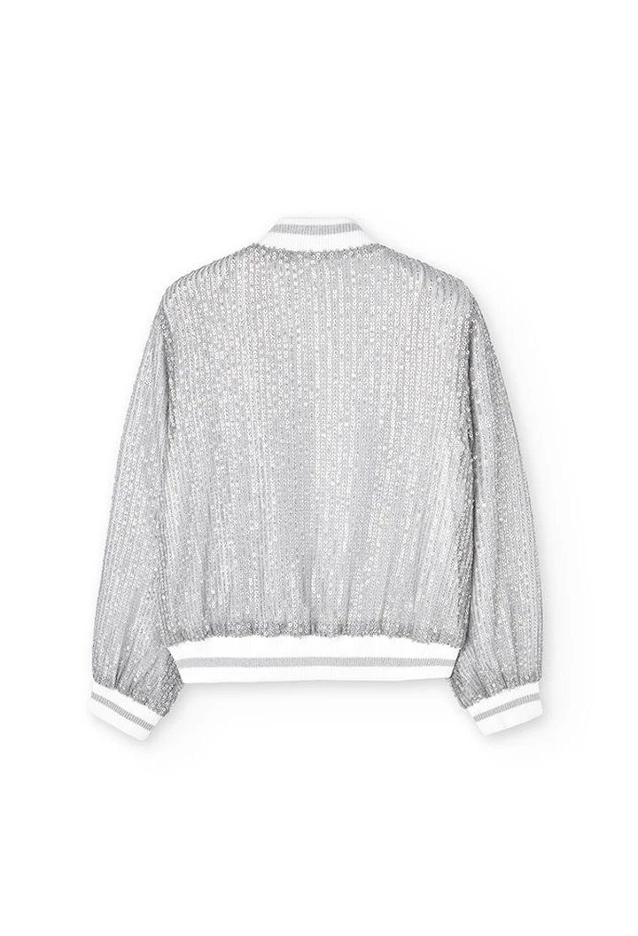 Bomber beige à paillettes pour fille