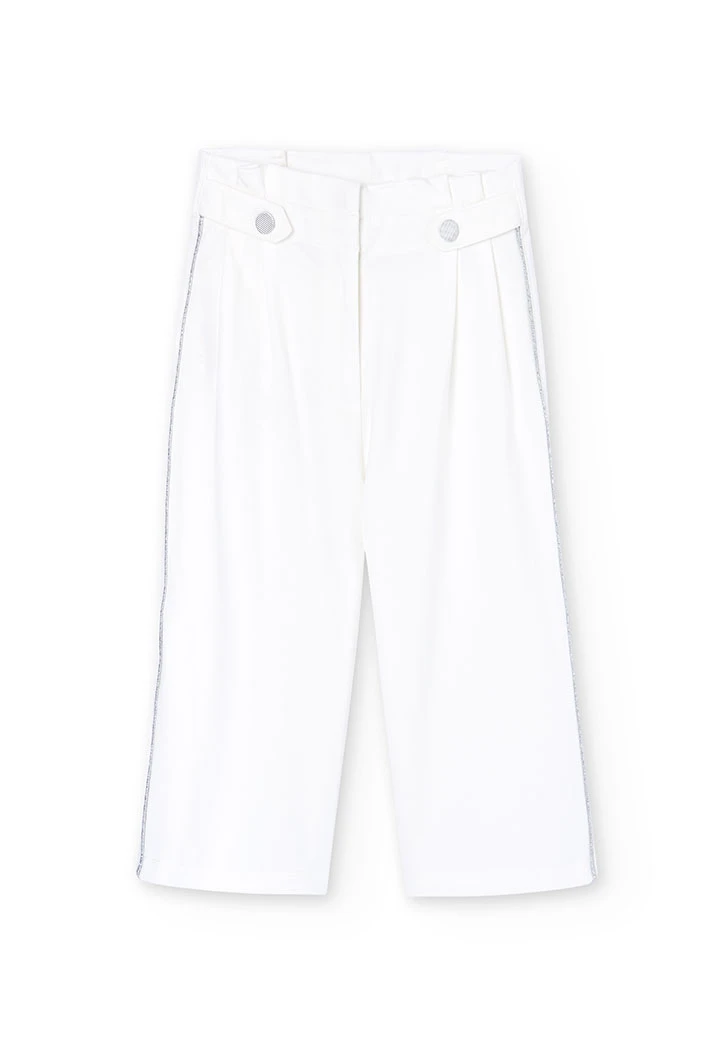 Girl\'s white blunt knit trousers