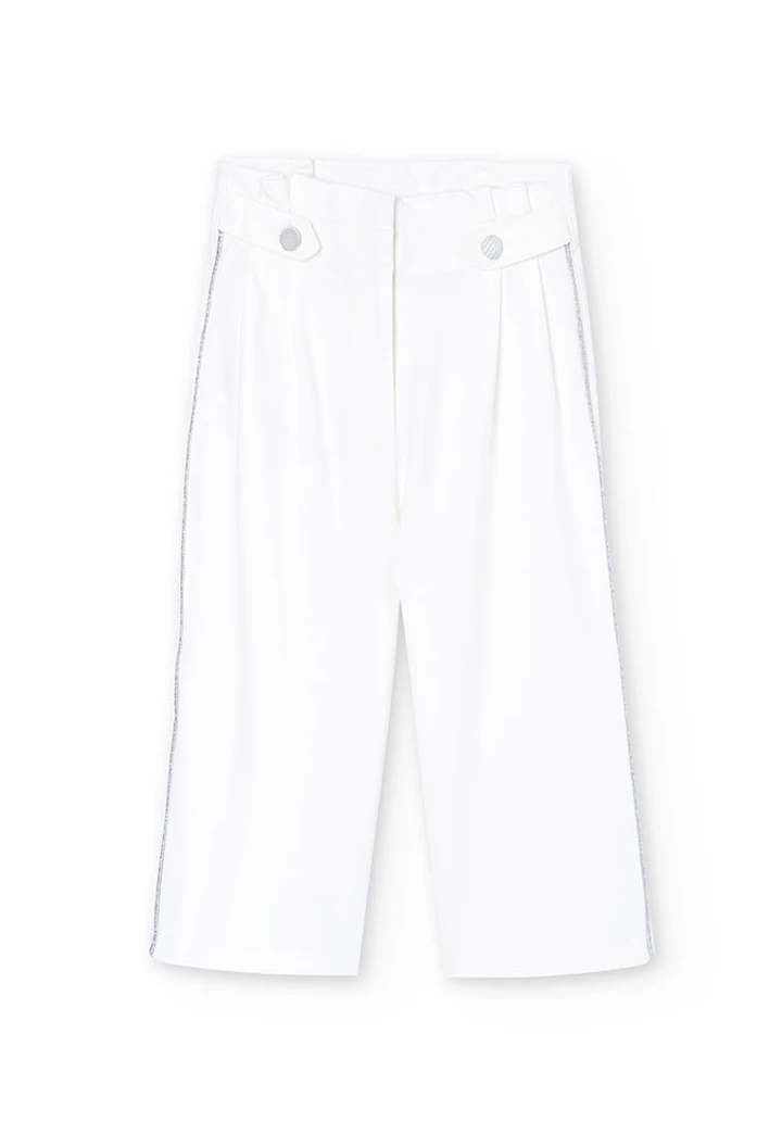Pantalon point de rome blanc pour fille