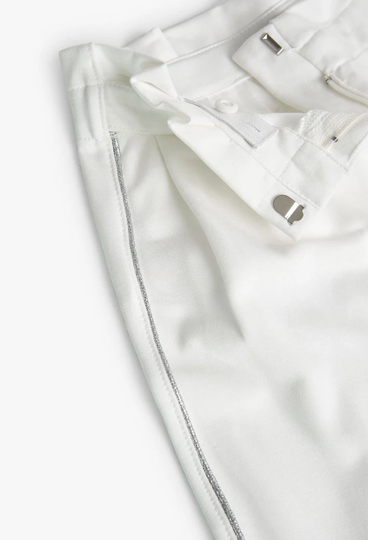 Pantalon point de rome blanc pour fille