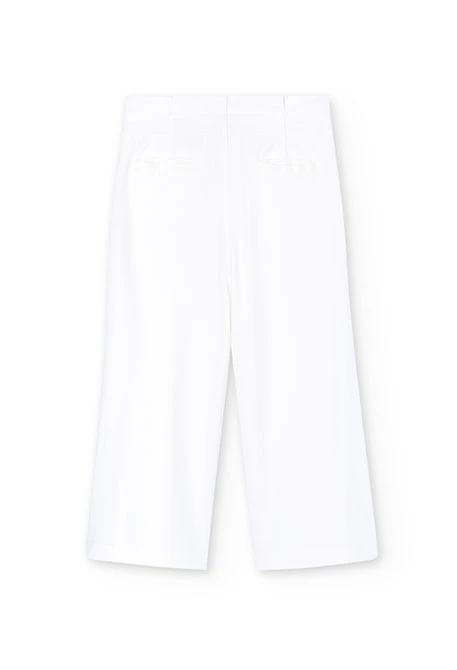Girl's white blunt knit trousers