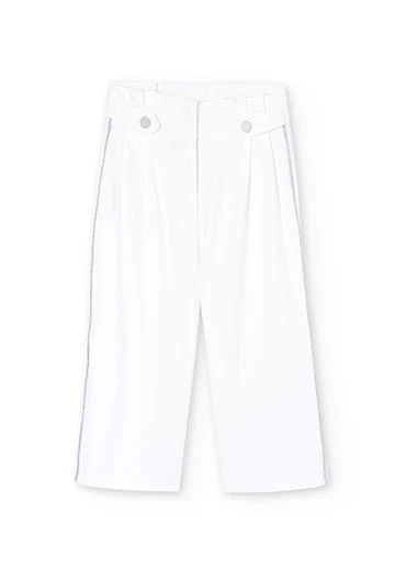 Girl\'s white blunt knit trousers