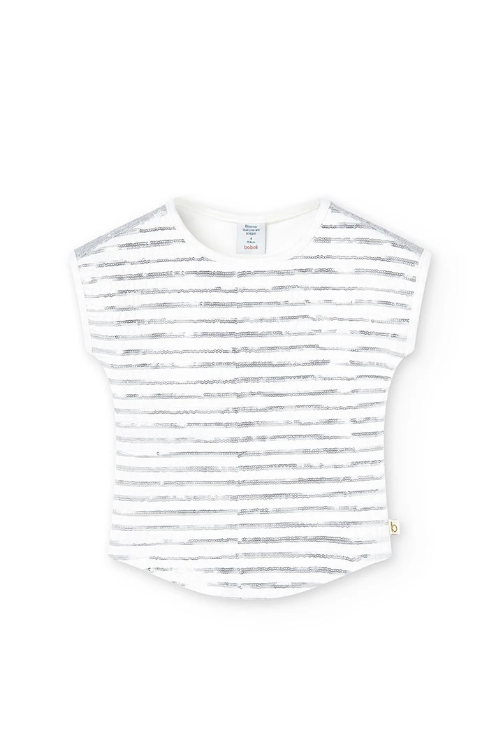Camiseta de niña de punto elástico en color blanco