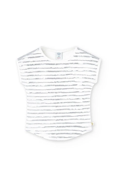 Girl's white stretch knit t-shirt