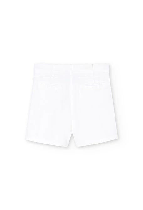 Girl's white blunt knit Bermuda shorts
