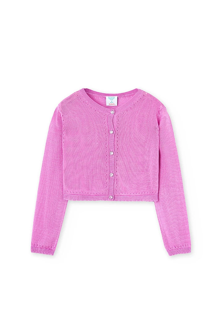 Girl\'s knit jacket in strawberry colour