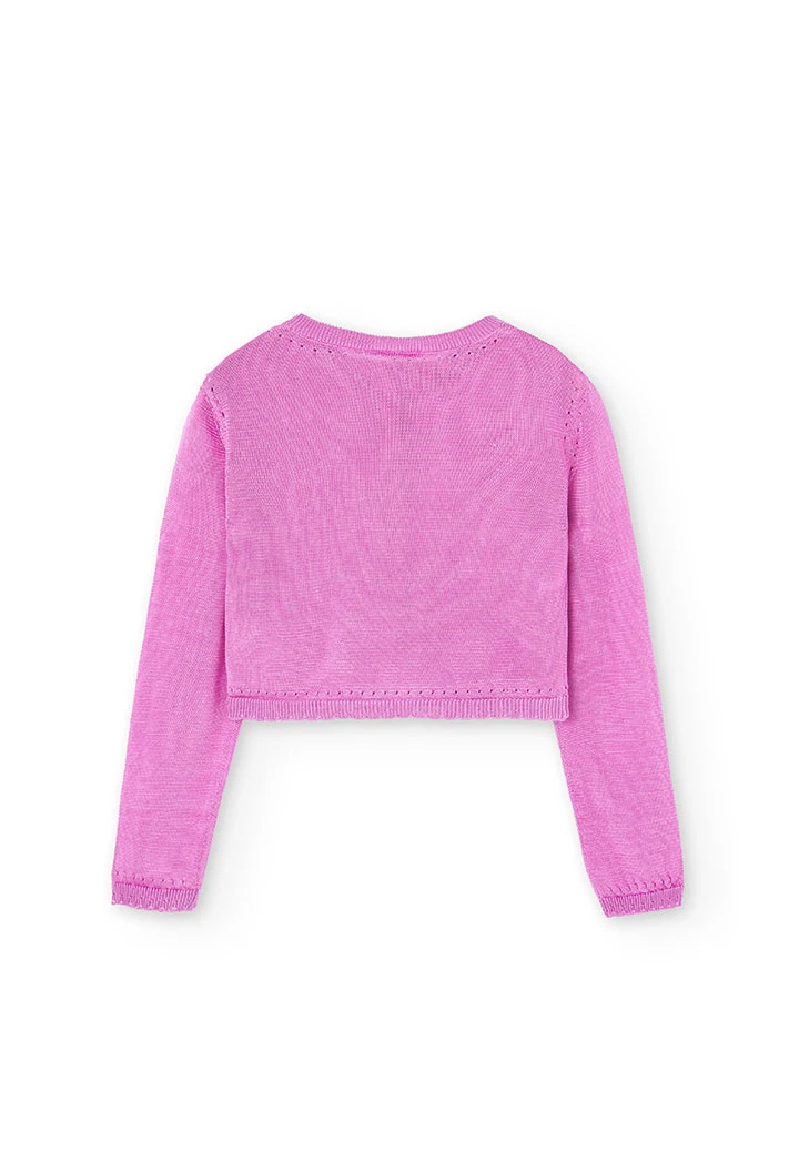 Girl\'s knit jacket in strawberry colour