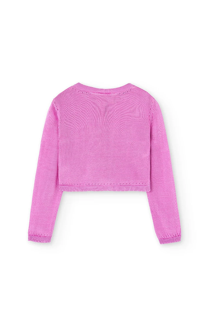 Veste tricotée fille couleur fraise