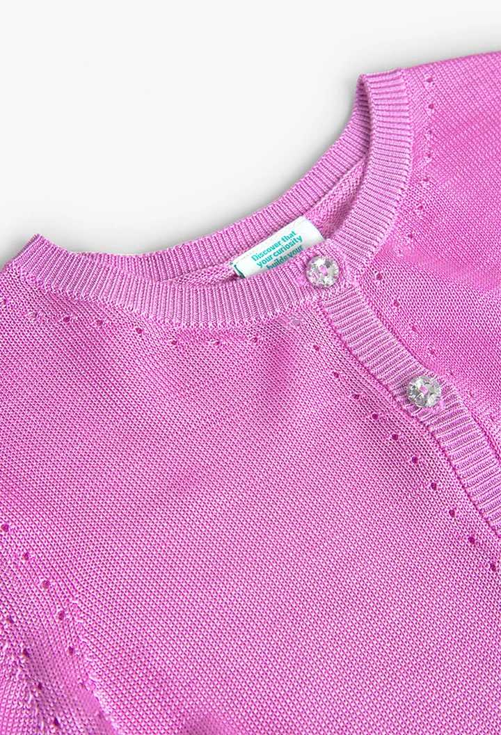 Veste tricotée fille couleur fraise