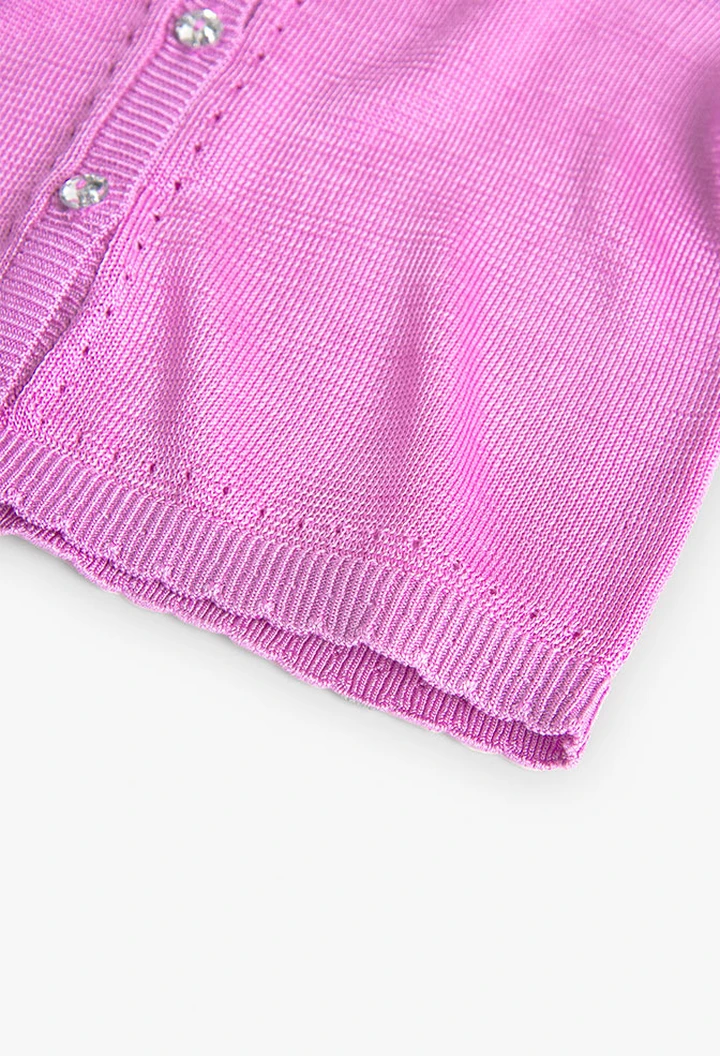 Veste tricotée fille couleur fraise