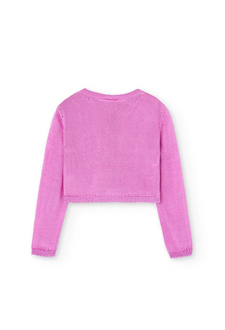 Jaqueta de tricotosa de nena en color fresa