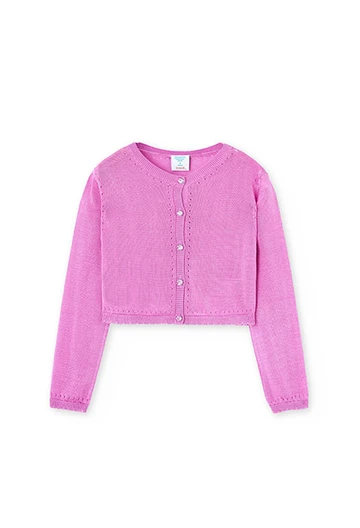 Tricotage-Jacke für Mädchen, in Farbe Erdbeere