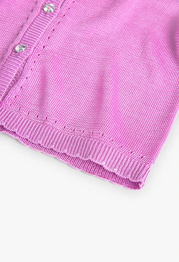 Giacca in tricot da bambina color lampone