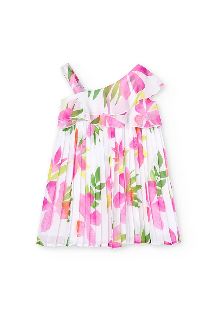 Robe plissée imprimée en mousseline de soie pour fille