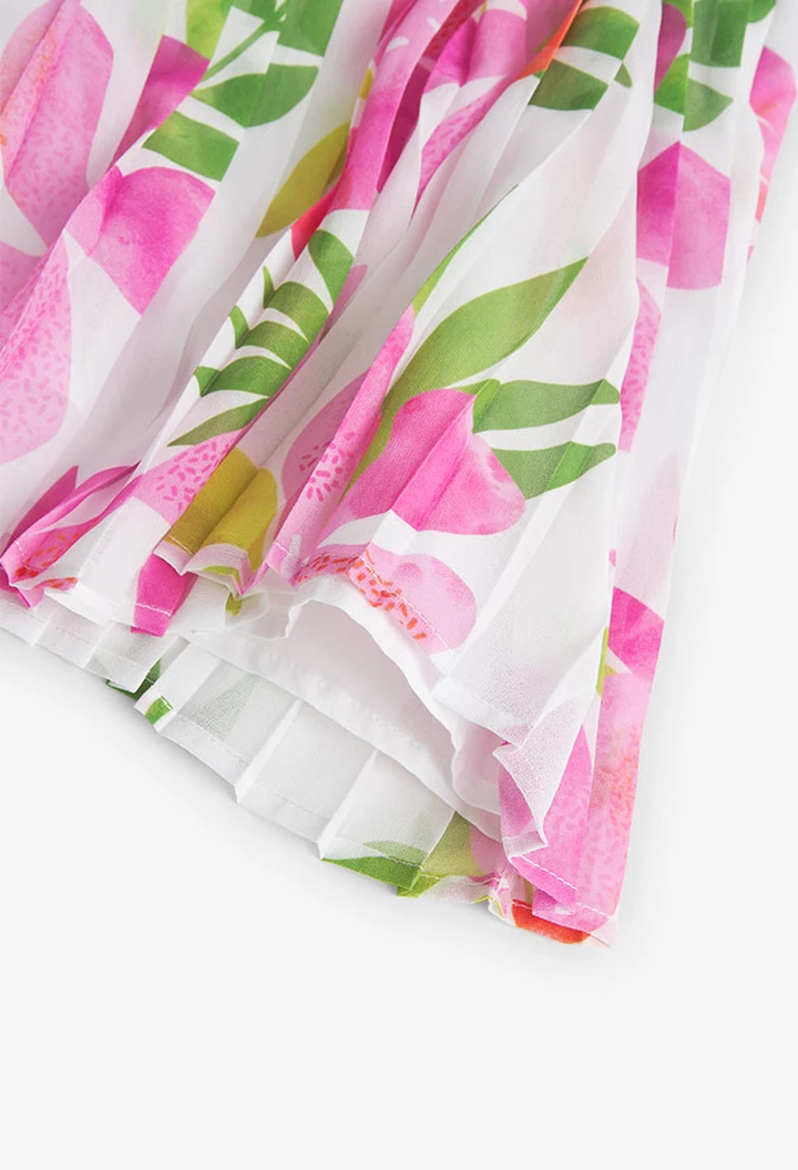 Robe plissée imprimée en mousseline de soie pour fille