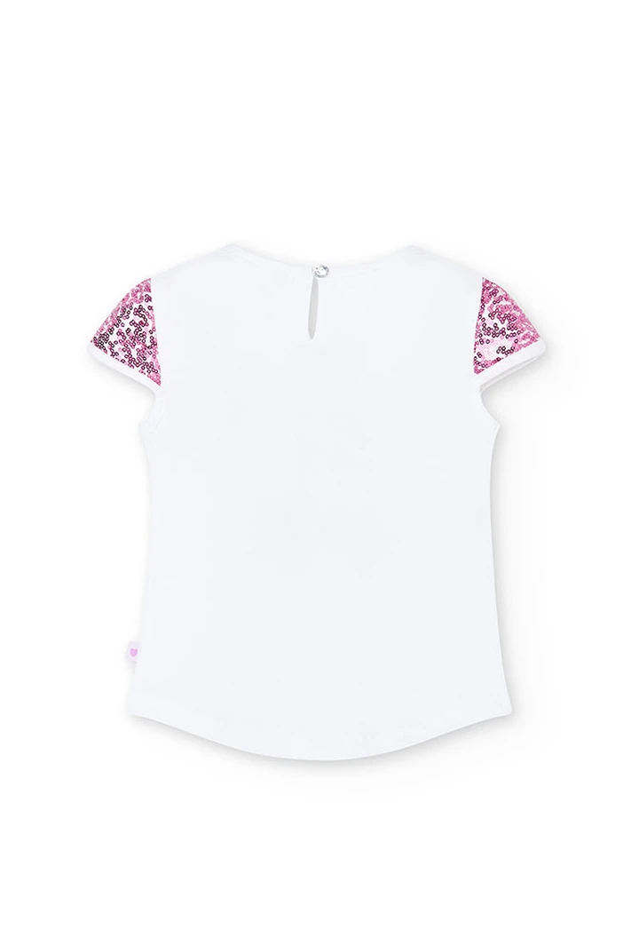 T-shirt tricoté maille élastique blanc pour fille