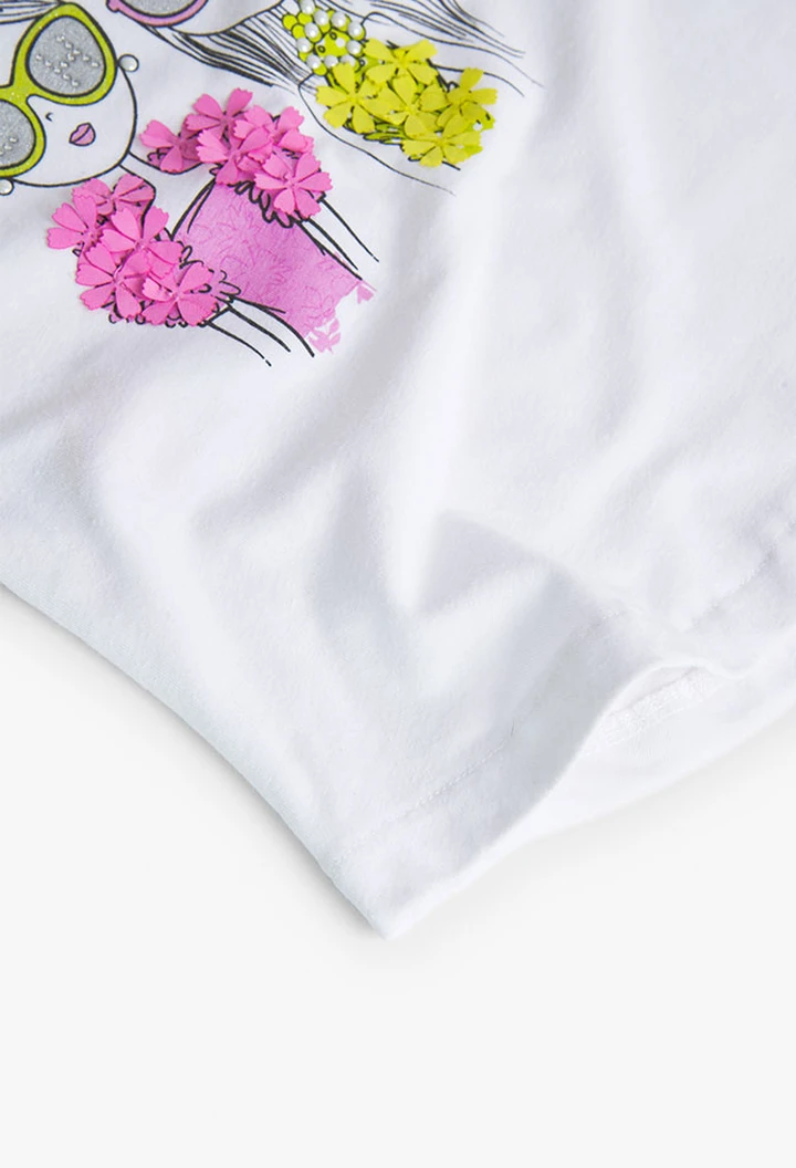 T-shirt tricoté maille élastique blanc pour fille
