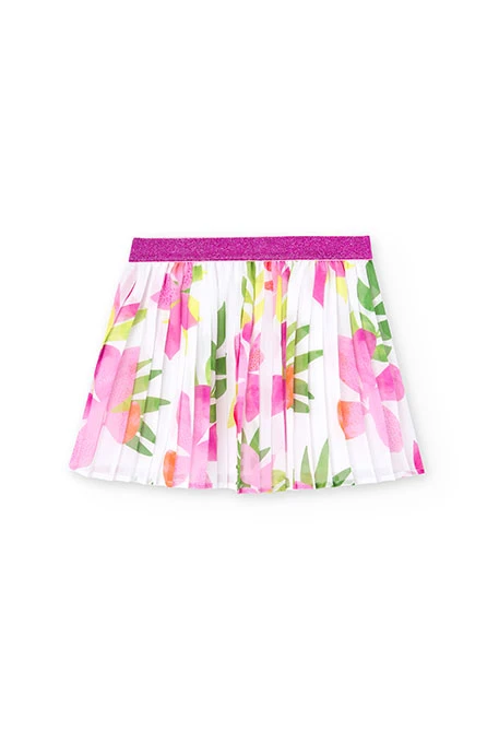 Printed girl's pleated chiffon skirt