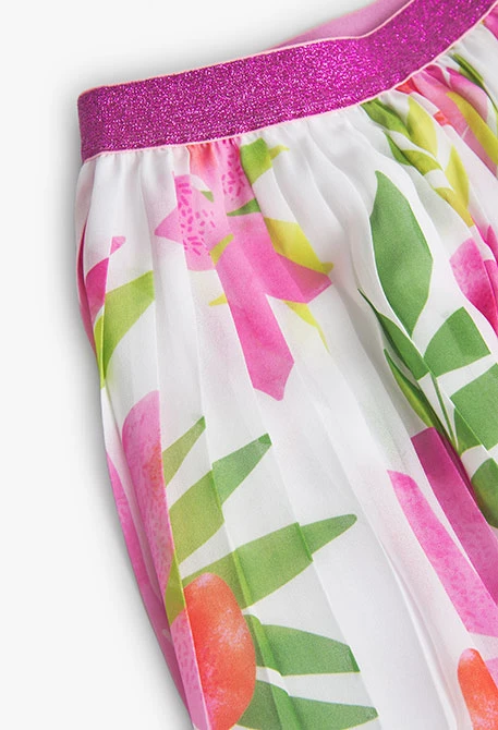 Printed girl's pleated chiffon skirt