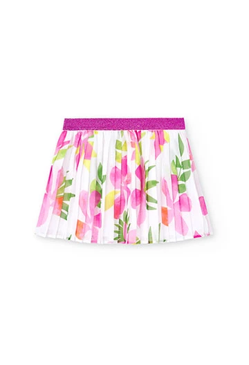 Printed girl\'s pleated chiffon skirt