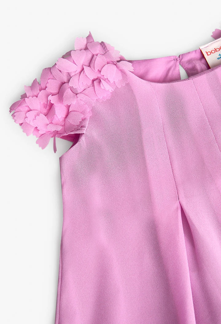 Vestido de gasa bicolor de niña en color fresa