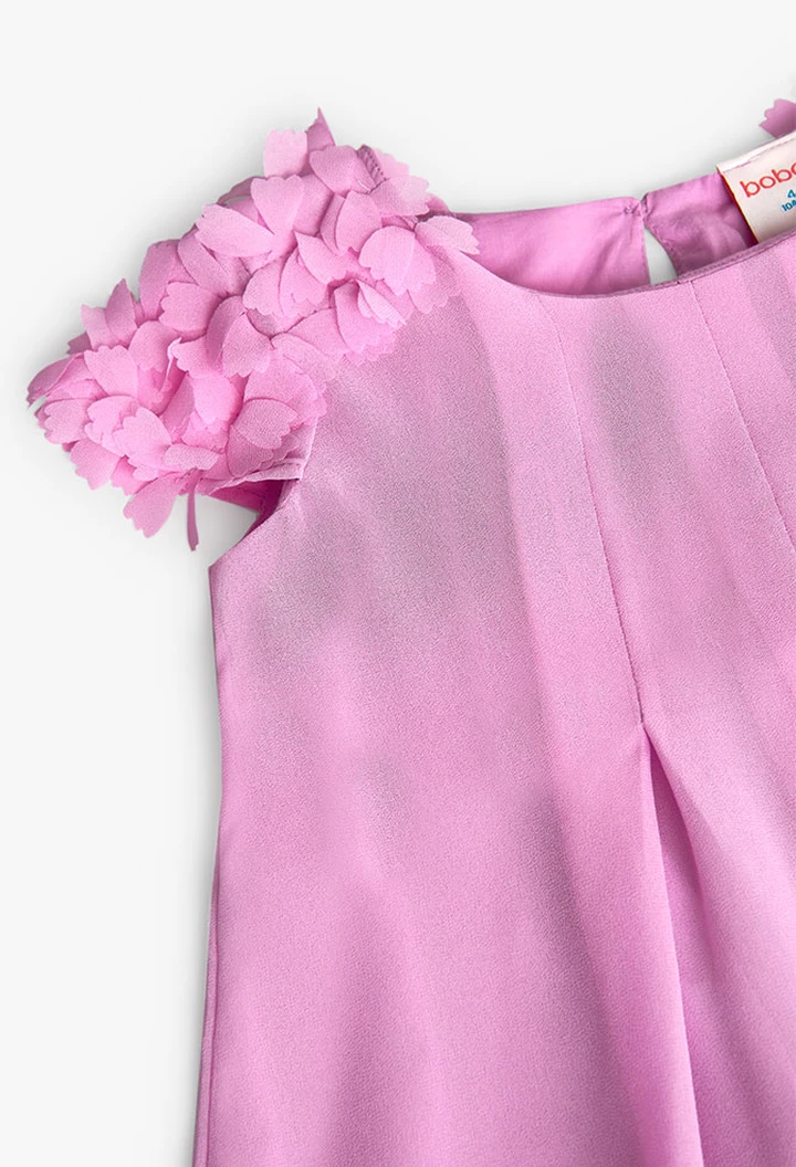 Robe bicolore en mousseline de soie pour fille, couleur fraise