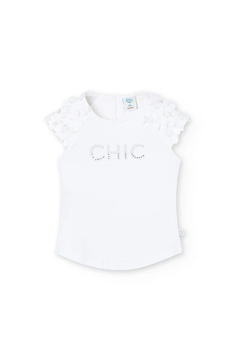 T-shirt à maille élastique blanc pour fille