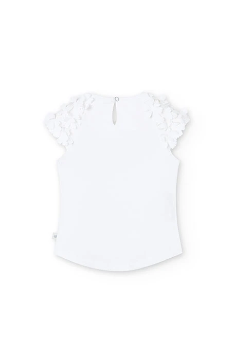 Samarreta de punt elàstic en color blanc de nena