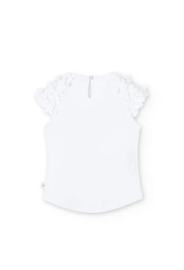 Girl\'s white stretch knit t-shirt