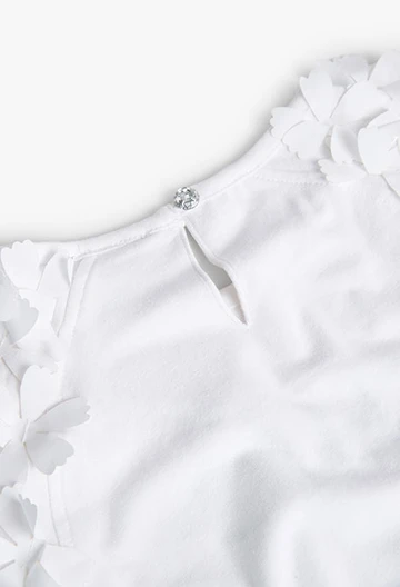 Maglietta in jersey elasticizzata bianco da bambina