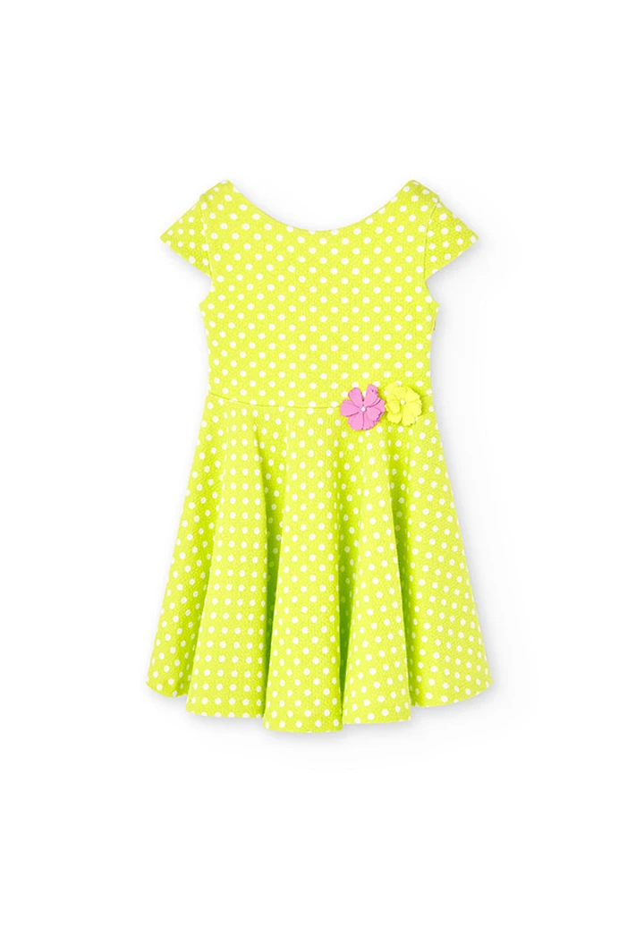 Robe tricotée maille gaufrée pour fille avec imprimé pois