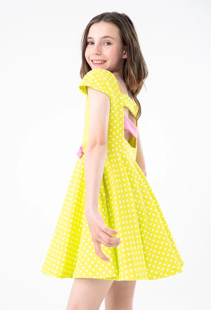 Strick-Kleid Relief, mit Tupfenaufdruck für Mädchen