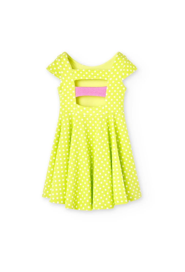 Girl's polka dot print embossed knit dress