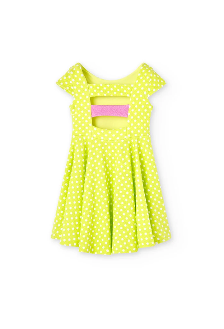 Robe tricotée maille gaufrée pour fille avec imprimé pois