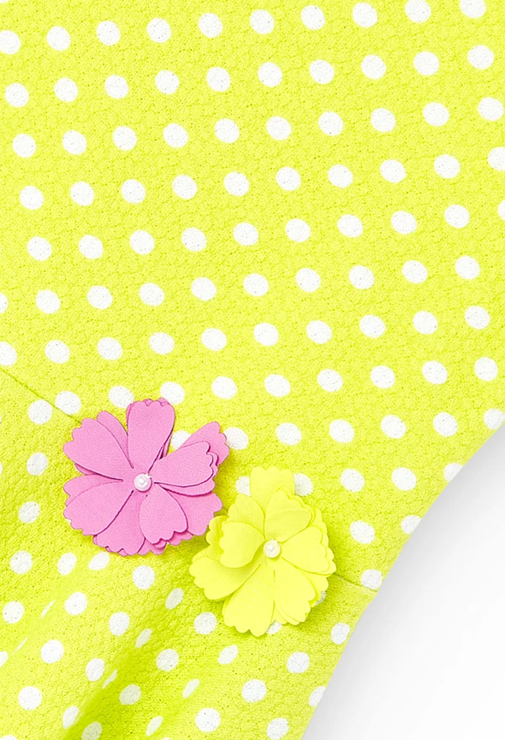 Robe tricotée maille gaufrée pour fille avec imprimé pois