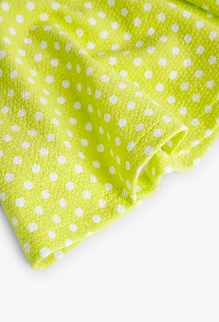 Robe tricotée maille gaufrée pour fille avec imprimé pois