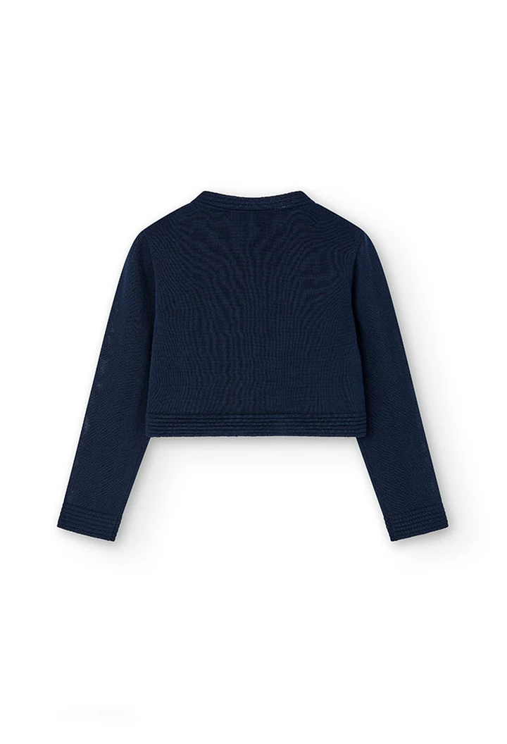 Veste tricotée fille bleu marine