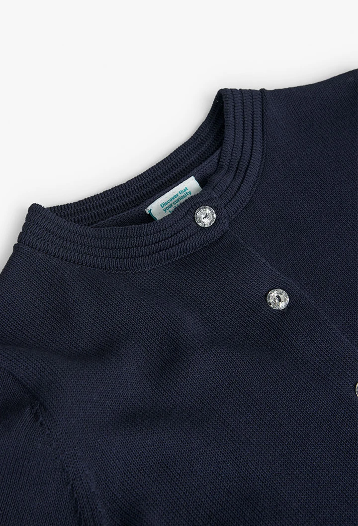 Veste tricotée fille bleu marine