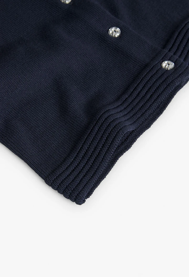 Veste tricotée fille bleu marine