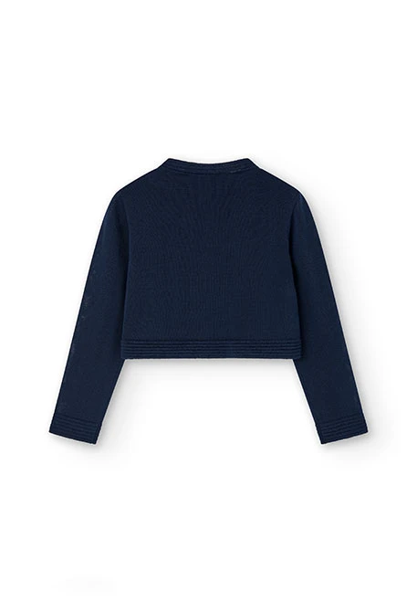 Giacca in tricot da bambina blu marino