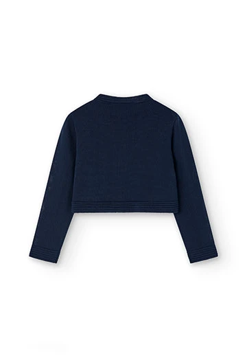 Giacca in tricot da bambina blu marino