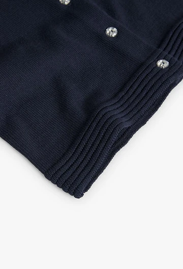 Tricotage-Jacke für Mädchen, in Farbe Marineblau