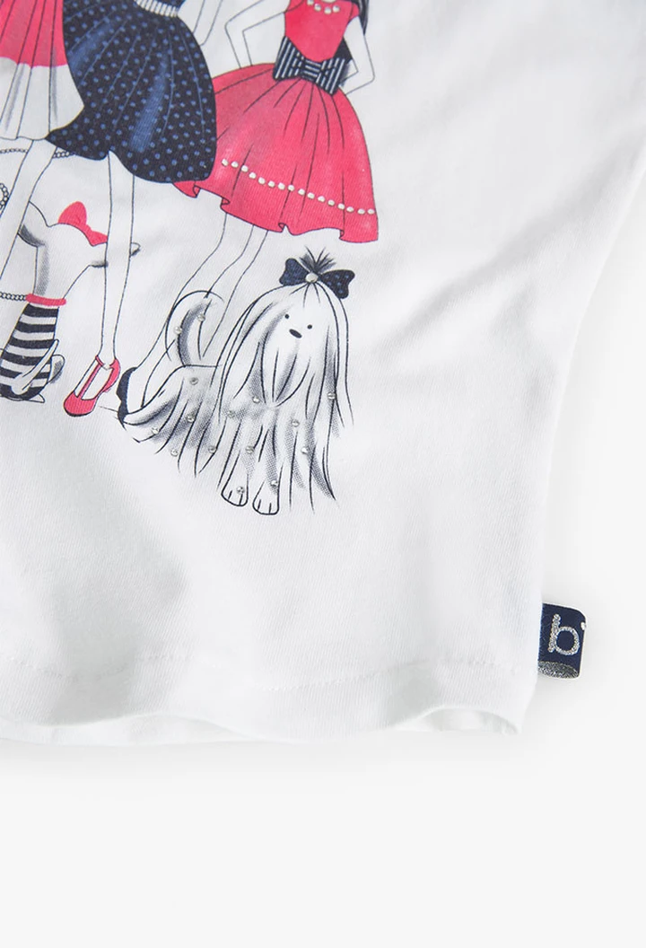 T-shirt tricoté maille élastique blanc pour fille, coloris blanc