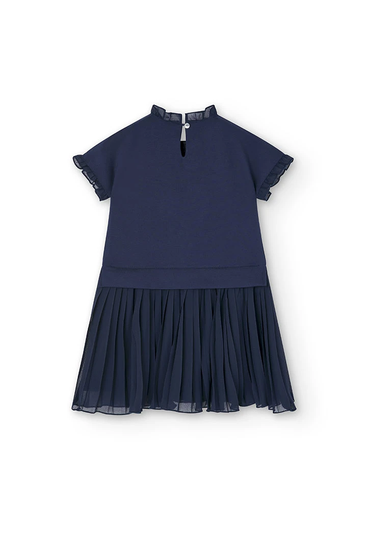 Strick-Kleid kombiniert für Mädchen, in Farbe Marineblau