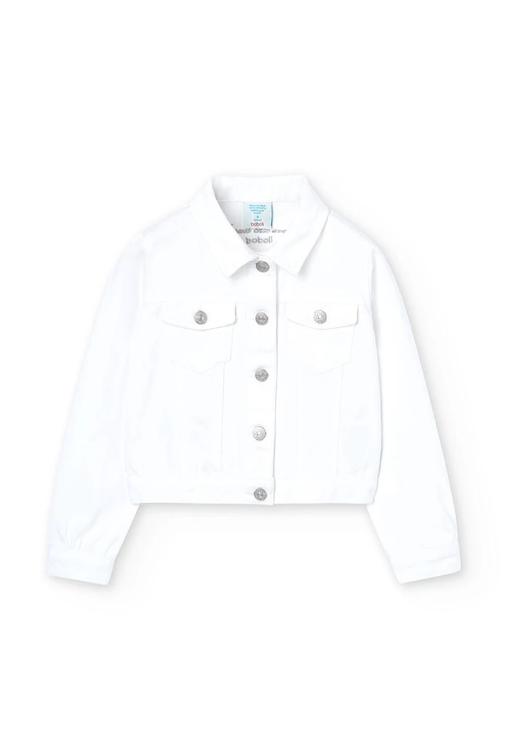 Veste en denim élastique blanche pour fille