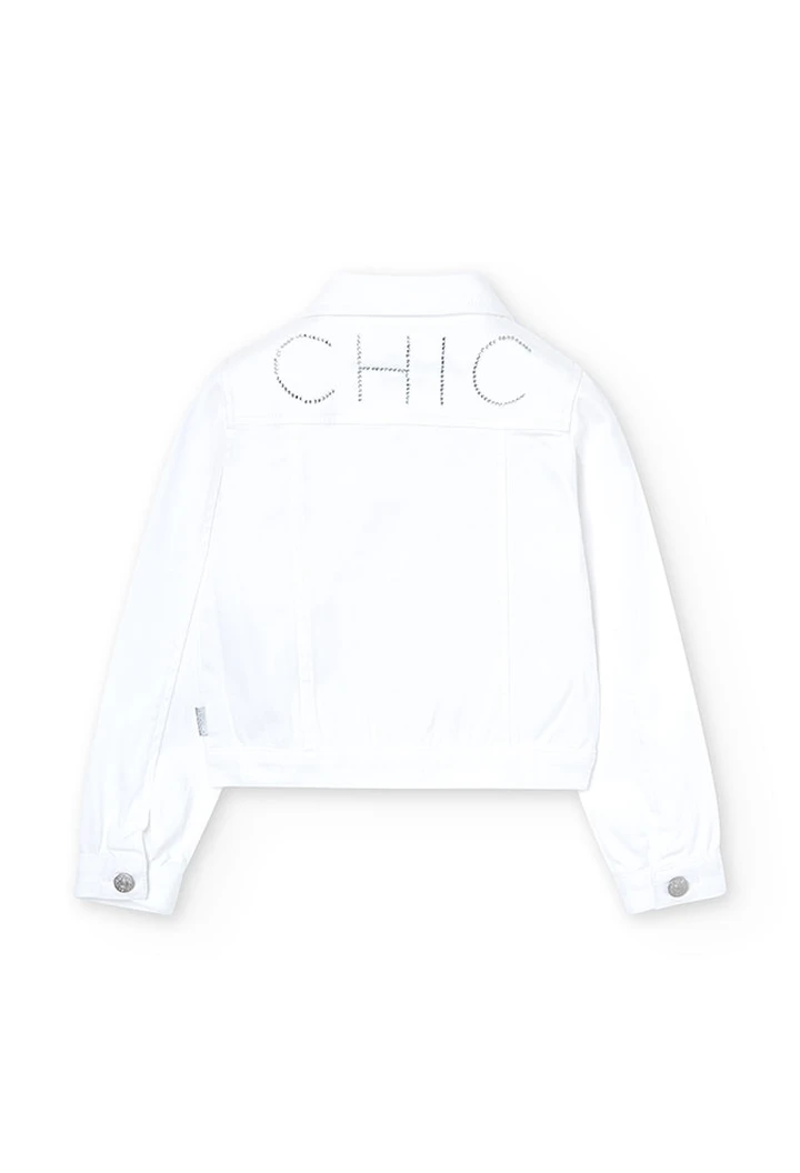 Veste en denim élastique blanche pour fille